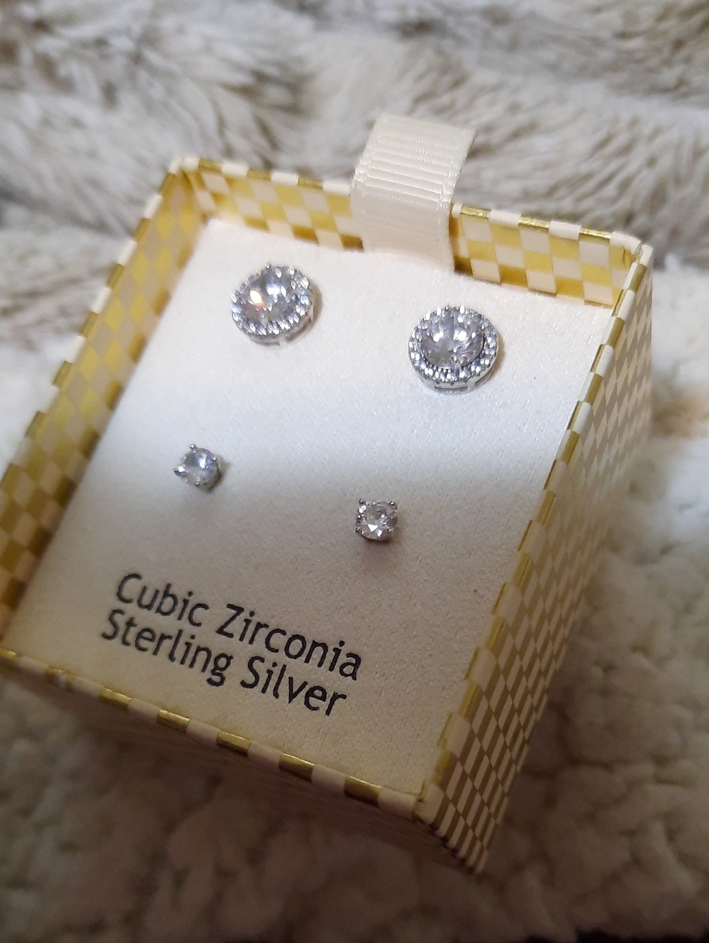 NIB AUTHENTIC GENUINE SOLID 14K WHITE GOLD OVER STERLING SILVER CZ SET LOT